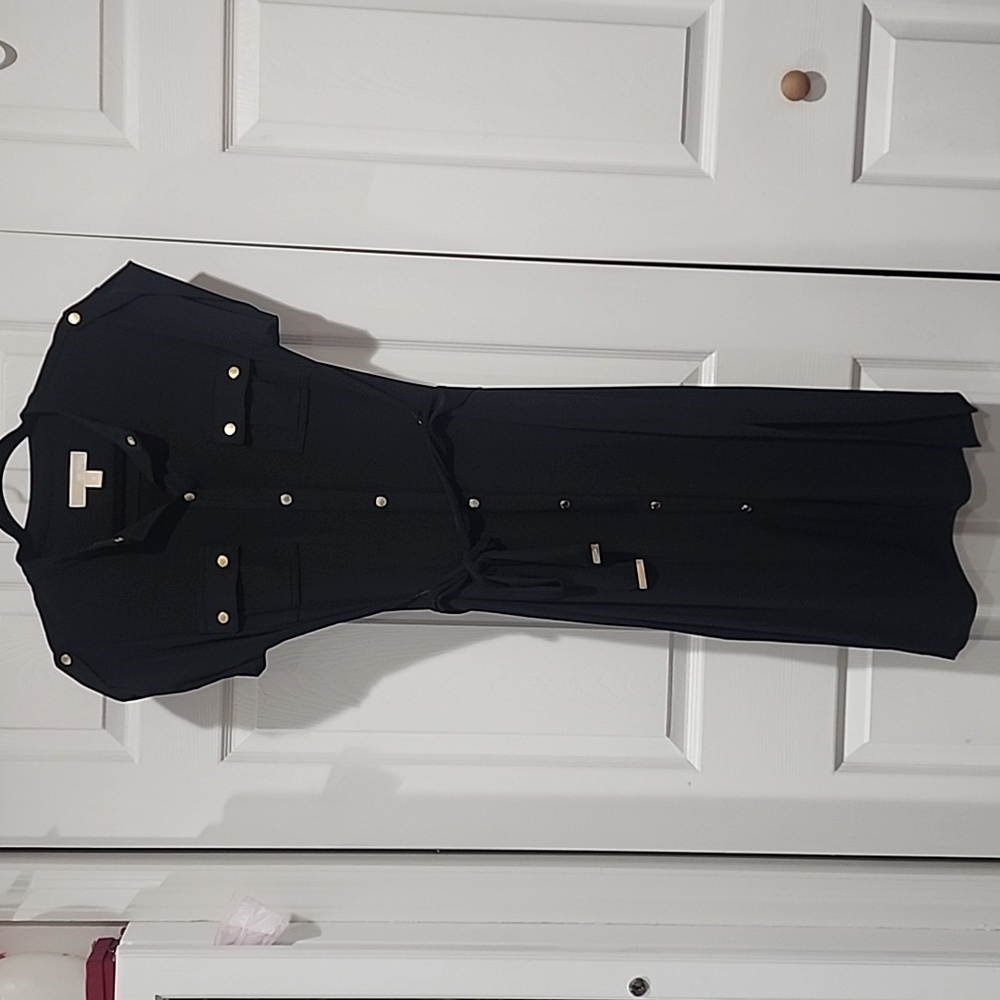 EUC!  Michael Kors Black Dress with Gold Snaps Size Medium